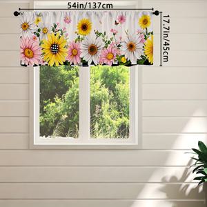 TEMU 1pc 여름 & 다이즈 꽃 수채화 주방 커튼 발란스, 54