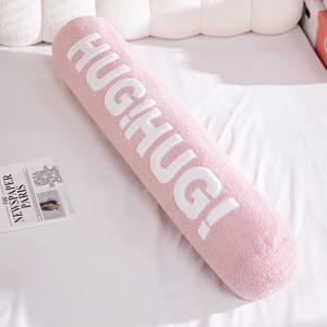 TEMU 1pc HUG 실린더 긴 바렐 임신 베개, 중간 소프트 폴리에스터 섬유, 옆으로 누워서 잠을 자는 클리퍼 베개, 젊은이들을 위한 침대 옆 쿠션, 모유 수유 베개