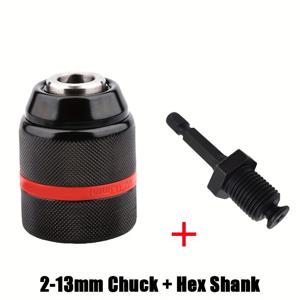 TEMU 키리스 셀프락킹 드릴 척 1/2-20UNF 2-13mm 헥스/SDS 플러스 전기 렌치 샹크 및 퀵 그립 어댑터 포함 - 헤비듀티 메탈 구조, 에르고노믹 그립, 드릴, 스크루드라이버, 임팩트 렌치용 다용도 도구 액세서리 | 질감 있는 그립 표면 | 열처리된 금속