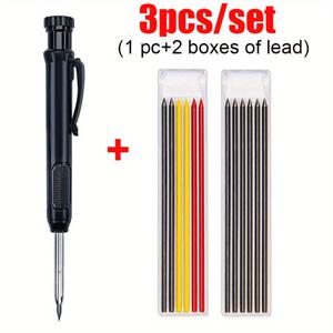 TEMU 3개 세트 2.8mm 기계식 목공용 연필 2B 흑연심 - 내구성 강한 다색상 (검정, 노랑, 빨강, 파랑) 목공, 건축 설계 및 깊은 구멍 표시용