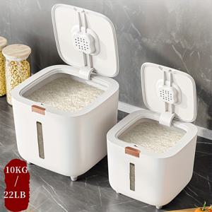 TEMU 5kg/10kg 식품 보관 용기 - 쌀, 밀가루, 곡물 및 건조 재료용 식품 등급 플라스틱 밀폐 통, 손잡이 포함, 전력 불필요, 현대적 디자인|트라이탄밀폐용기