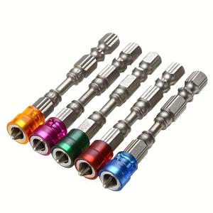 TEMU 비전기식 5pcs 자석 드릴 비트 세트 - 내구성 있는 S2 스틸 필립스 헤드, 65mm 크기, 1/4