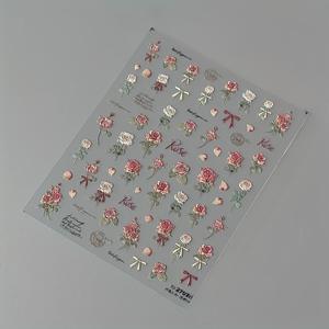 TEMU 빈티지 로즈 네일 아트 스티커 - 매트 핏, 3D 꽃 디자인, 미리 붙여진, 단용 데칼, 매니큐어 및 페디큐어용, 방수 및 땀방지, DIY 네일 장식에 이상적, 네일 아트 액세서리