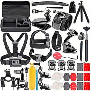 TEMU 스포츠 카메라 액세서리 키트 for gopro Hero 11 10 6 5 4 3+ / for GoPro Max / for GoPro Fusion / Insta360 / DJI Osmo Action 1 2 3 4 / AKASO / Sjcam / YI / Soocoo / EKEN 스포츠 카메라 액세서리 야외 사진 스테빌라이저