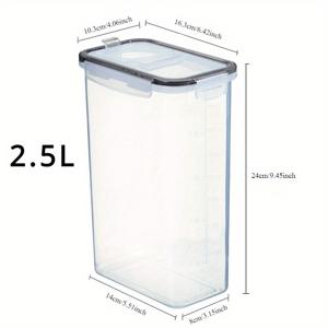 TEMU 멀티용도 플라스틱 시리얼 보관 용기, 플립탑 뚜껑 포함 - 기밀, BPA 프리, 손세척, 간식, 곡물, 설탕을 위한 직사각형 주방 정리함 - 1개 대용량