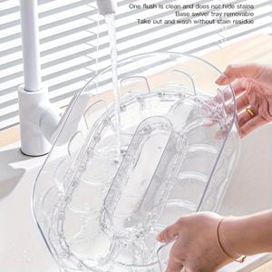 TEMU 1pc 360° 회전식 분리식 저장 트레이 - 주방 캐비닛, 식료품 창고, 카운터탑 및 냉장고용 투명 플라스틱 주최자 랙, 다중 컴파트먼트 디자인, 냉장고 보관 | 회전 트레이 디자인 | 투명 플라스틱 구조, 주방 주최자 및 보관|김치냉장고|쌀냉장고