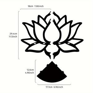 TEMU 1pc 우아한 검은 나무 벽걸이 로투스 선반 - 꽃 디자인과 촛불 홀더, 집 장식, 휴일 및 방 분리, 벽 장식에 완벽