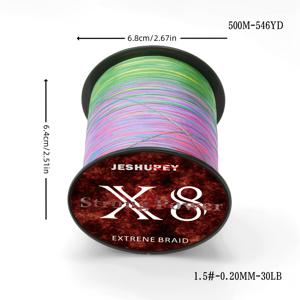 TEMU 500M/546YD 8줄 브레이드 초강력 낚시줄, 내마모성 PE 줄, 13LB-88LB 강도 옵션, 500M/546YD, 내구성 있는 폴리에틸렌 재질, 긴 거리 캐스팅에 이상적, 베이스 낚시줄