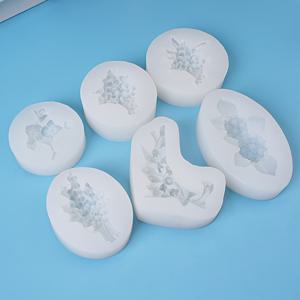 TEMU 6개 실리콘 꽃 모양 세트, 배꽃, 라벤더, 벚꽃, 오스만스, 하이든지아 모양, 촛불, 비누, 도자기, 석고 조각