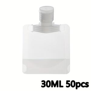 TEMU 50개 클리어 플라스틱 여행용 병, 플립 캡 포함 - 샴푸, 컨디셔너, 로션 및 비누 액체용 누출 방지, 충전 가능한 용기 - 여행용 화장품에 공간 절약, 쉽게 휴대할 수 있는 디자인, 여행 액세서리|트래블보틀
