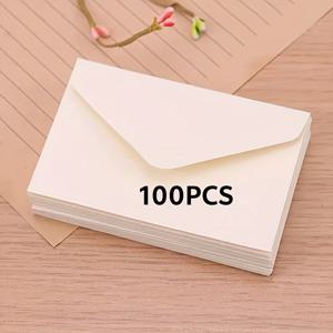 TEMU 100개 빈티지 크래프트 종이 봉투, 자체 밀봉 미니 사이즈 - 무광 마감, 명함, 결혼식 초대장 및 창의적인 우편물에 이상적, 다양한 색상(화이트, 베이지, 블랙) - 데이, 생일 등에 완벽한 선물 카드 보관용 | 우아한 포장 | 크래프트 종이 소재