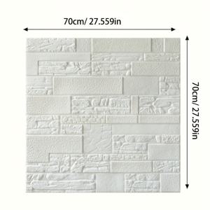 TEMU 텍스처 패턴이 있는 10개입 3D 자체 접착식 화이트 벽돌 패널, PVC 소재, 70cm x 70cm, 거실, 침실, 식당 공간 및 홈 데코 리노베이션에 이상적, 홈 데코 패널 | 장식용 벽 패널 | 자체접착형 장식, 내부 벽면 장식