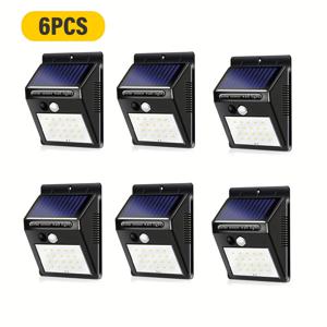 TEMU 6개 스마트 야외 태양광 조명, 20 LED, 3가지 조명 모드, 운동 센서가 있는 태양광 홍수 조명, 정원, 울타리, 차고용 태양광 벽 조명