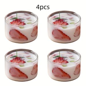TEMU 4개 세트, 보로실리케이트 유리 그릇, 내열성 투명 디저트 컵, 다기능 유리제품, 재사용 가능, 청소 쉬움, 전자레인지 및 식기세척기 사용 가능, 푸딩, , 요거트, 커스터드에 적합, 식사 및 캠핑용