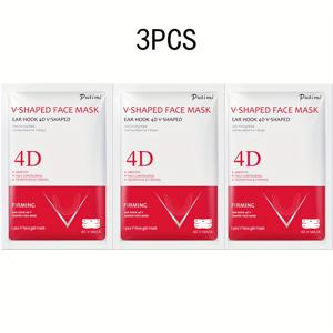 TEMU 3pcs V-Shaped 4D 귀를 감싸는 턱을 단단하게 만드는 마스크 - 모든 피부 유형에 사용할 수 있는 재사용 가능한 얼굴 리프팅 마스크, 피부 탄력 및 외모를 개선, 얼굴 마스크|V넥 마스크|탄력 강화 마스크, 턱 리프팅 마스크|마스크