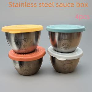 TEMU 4개/6개 맛있는 좋은 시간 주방 및 레스토랑 서비스 용품, 작은 편리한 구획형 조미료 접시, 야외 피크닉 스테인레스 스틸 소스 컵, 밀봉된 샐러드 케첩 조미료 용기, 커피 빈, 파우더, 실리콘 뚜껑 딥딩 접시, 하나의 상자에 하나의 맛으로 냄새 오염 방지, 보관, 캠핑, 식기 및 음료 용기에 쌓을 수 있습니다.|캠핑용품|트라이탄밀폐용기