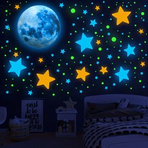 TEMU 1208개 빛나는 별, 천장용 빛나는 별과 달 벽 스티커, 방, 침실, 거실 벽 장식용 컬러풀 빛나는 우주 은하계 벽 스티커, 홈 장식
