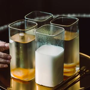 TEMU 4개 고강도 보로실리케이트 유리 세트, 내열 사각잔, 클리어 마우스 컵, 아이스티컵, 주스·차·커피·우유용, 여름 냉음료 물컵, 대용량 400ml, 생일 선물, 낙하방지 포장