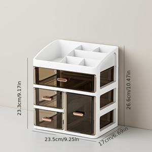 TEMU CASEGRACE 3단 투명 서랍 정리함 - 튼튼한 두꺼운 플라스틱 수납 상자, 책상 문서 및 용품용
