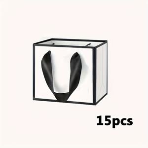 TEMU 15pcs 우아한 미니 화이트 종이 선물 가방 - 다용도 보석 디스플레이 및 포장 보관 가방, 결혼식 선물, 생일 선물, 크리스마스 및 새해 선물, 보석 만들기 디스플레이 및 포장 용품, 비즈 및 보석 만들기