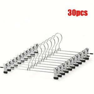 TEMU 30pcs 금속 바지 걸이 클립 포함, 폴리시드 핏 - 스커트, 청바지, 의류 걸이에 이상적|행거|청바지|냉장고바지