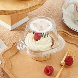 TEMU 수플레 컵, 에그 타르트, 크림 케이크, 및 과일 샐러드용 뚜껑이 있는 컵 모양 케이크 포장 상자 50개 팩