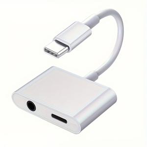TEMU USB C에서 USB C+3.5mm로 변환하는 오디오 어댑터 하나의 포트가 두 개의 포트로 변함, 삼성 및 아이폰에 적합