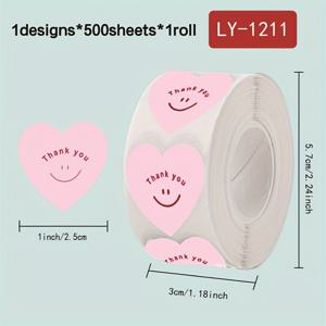 TEMU 500개의 하트 모양 감사 스티커 - 귀여운 핑크 & 화이트 장식용 밀봉 라벨, 선물, 편지지, 파티 선물용 - 자체 접착, 쉽게 벗겨내고 재 밀봉 가능한 종이 재료, 선물 포장 용품|편지지