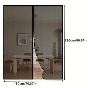 TEMU 대형 검은색 곤충 방지 메쉬 문 커튼 - 내구성 있는 폴리에스터, 여름 사용을 위한 자석 소프트 클로즈 디자인, 가정, 침실, 주방, 거실, 식당, 발코니 문에 완벽한, 애완동물 방지, 애완동물 방지 커튼 | 현대적인 가정 장식 | 쉽게 열 수 있는 커튼, 곤충 방지 커튼