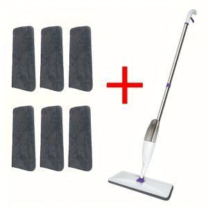 TEMU 다용도 마이크로화이버 스프레이 몹, 재사용 가능한 패드 포함 - 나무 바닥, 라미네이트, 타일 및 세라믹 청소에 이상적 - 주방, 욕실, 거실용, 긴 손잡이, 몹 패드 제공|물걸레청소기