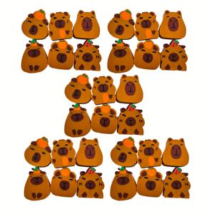 TEMU 30개 카피바라 지우개 - 귀여운 동물 모양 다양한 사이즈, 오렌지 & 그린 액센트, 교실 파티용, 학교 보상품, 가정 및 사무용품, 학생 인센티브, 재미있는 디자인, 매끄러운 마감, 독특한 문구류, 파티 플래너