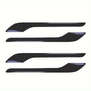 TEMU 테슬라 모델 3 & Y용 4개 세트 광택 있는 블랙 카본 파이버 도어 핸들 커버 - 스크래치 방지 ABS 소재와 실리콘 테이프, 세련된 현대적 디자인으로 차량 외관 향상, 차량 핸들 보호 | 광택 있는 마감 | 내구성 있는 ABS 수지