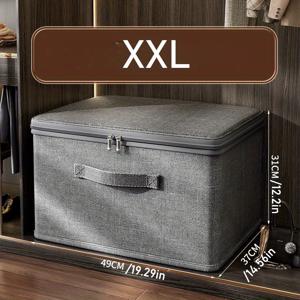TEMU 1pc 초대형 현대 스택 가능한 보관 상자 - Sleek Gray with Herringbone Pattern, Bedroom, Kitchen, Bathroom & Office용 지퍼 클로셋 정리함 - 책, 장난감, 옷, 침구, 옷 정리함 보관, 사무실 보관 | Sleek Storage Box | 지퍼 클로즈, 보관 상자, 침대 아래 보관