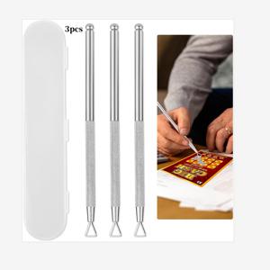 TEMU 3pcs 스테인레스 스틸 로또 티켓 스크래처 - 라벨 및 손톱 청소용 클립보드가 있는 다기능 - 가벼우며 휴대하기 편리하며 내구성이 뛰어남