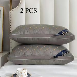TEMU 2pcs 고급 호텔 스타일 목 지원 베개, 골든 도트 패턴, 소프트, 통기성, 습기 방지 폴리에스터, 가정, 침실, 호텔, 기숙사 장식에 적합, 모든 계절, 옆 및 뒤 수면자, 호텔 품질 베개 | 현대 스타일 베개 | 기계 세척 가능 베개|목베개