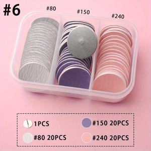 TEMU 60개 Ablinsite 샌딩 페이퍼 키트 - #80/#150/#240 그릿 전기 네일 & 풋 파일용, 저자극성 페디큐어 디스크와 네일 비트 세트가 있는 정리 케이스 - 죽은 피부 제거에 이상적, 전기 파일 액세서리|정리된 보관|튼튼한 사포