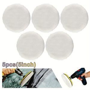 TEMU 5PCS/Set 3/4/5 인치 플러시 자동차 연마 및 왁싱 패드, 자동차 페인트 관리 및 자동차 디테일링을 위한 버핑 스폰지 패드 키트 - 소프트 마이크로파이버 차량 연마 패드 세트 (5/10pcs)