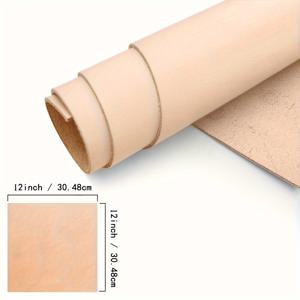 TEMU 천연 식물성 무두 처리 소가죽 가죽 시트, 두께 1.8-2.1mm, 가죽 공예 애호가를 위한 완벽한 제품: 조각, 염색, 엠보싱 및 재봉 프로젝트