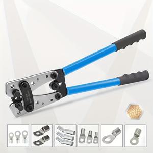 TEMU HX-50B 압착 플라이어, 6-50mm²/AWG 10-0, 배터리 케이블 터미널 블록용 긴 손잡이 노동 절약 도구, 다기능 금속 크림퍼