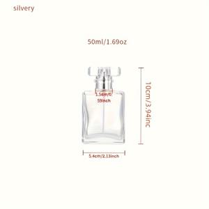 TEMU 1개 투명 유리 스퀘어 스프레이 병, 1.69oz & 3.38oz 옵션, 손세탁 전용, 무향, 재사용 가능, PVC 무함유 - 화장품에 이상적