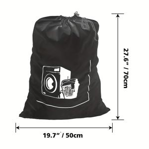 TEMU 1개 헤비듀티 옥스포드 원단 세탁 및 보관 가방 19.7x27.6인치 (50x70cm) - 끈 잠금 장식 재사용 가능한 드로스트링 백, 더러운 옷, 장난감, 여행용 다목적 - 내구성 있는 블랙 스토리지 오거나이저, 빨래백