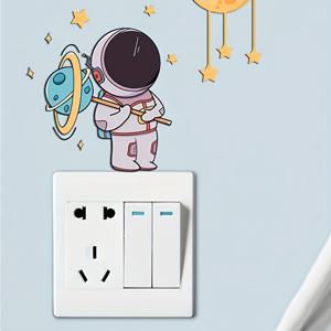 TEMU 1pc 빛나는 우주인 스위치 벽 스티커, 자체 접착 PVC, 사각형, 어두운 곳에서 빛나는, 재사용 가능, 판타지 테마, 침실, 현관, 거실, 현관, 가정 장식, 주방, 집, 정원, 레스토랑, 바, 결혼식, 크리스마스, 할로윈, 생일, 파티, 휴일 장식용.