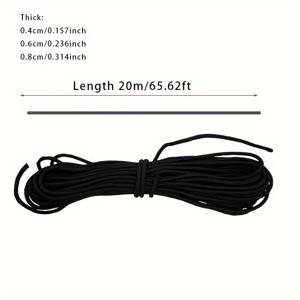 TEMU 20미터 블랙 나일론 브레이드 로프, 4-8mm 두께 - 내구성 있는 폴리에스터 코어, 다목적 옷걸이 및 세탁용 바인딩 로프, 야외 사용 및 정리, 세탁용품, 옷걸이