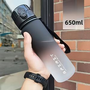 TEMU 누수 방지 그라데이션 스포츠 물병 - 650/1000ml, 원클릭 오픈, 체육관 및 야외 활동에 적합, BPA 프리 PC 소재