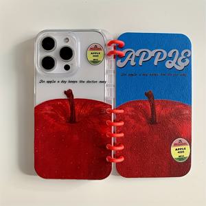 TEMU 크리에이티브 플립 노트북 스타일 레드 토마토 애플 모바일 폰 케이스, 16/16Plus/16Pro/16ProMax/15/15Plus/15ProMax/14/14Plus/14Pro/14ProMax, 13/13Pro/13ProMax, 12/12Pro/12ProMax, 11/11Pro Max에 적합