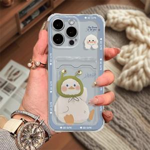 TEMU 아이폰 se 2 7 8 6 plus x xs max xr 13 11 12 16 15 pro max용 소프트 쉘 모바일 폰 케이스, 실리콘 카드 슬롯 투명 방지 낙하 카드 홀더, 편리한 두꺼운 내마모성 안전 커플 선물