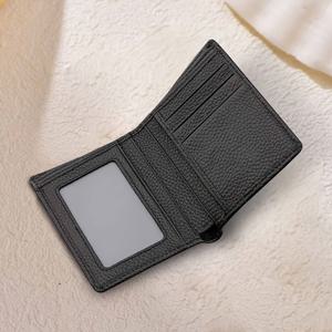 TEMU 남성용 짧은 가죽 세로 지갑 - 사슴 머리 장식이 있는 소가죽 지갑, 매우 얇은 다중 슬롯 카드 홀더, 슈퍼 선물