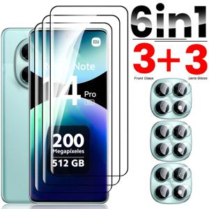 TEMU 6in1 3+3 곡선 강화 유리 Xiaomi Redmi Note 14 Pro 4G 5G 렌즈 카메라 필름 전체 보호 스크린 프로텍터 Redmi Note 14 13 Pro+ Plus 카메라 필름 6pcs POCO X7