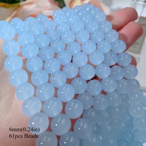 TEMU 4-12mm 천연 스톤 라이트 블루 칼세도니 비즈 - DIY 주얼리 만들기용 매끄러운 둥근 스페이서 비즈, 여름 공예 프로젝트, 팔찌, 목걸이, 귀걸이 - 공예 애호가를 위한 완벽한 선물, 주얼리 제작용 스페이서 비즈, 목걸이 부품