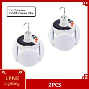 TEMU 2pcs 접이식 볼 라이트, 태양광/USB 충전식 LED 캠핑 램프, 5 모드 - 밝은 야외 LED 구형 텐트 전구 조명, 휴대용 랜턴, 후크 디자인, 사무실, 공부, 독서, 요리 등에 적합|캠핑랜턴